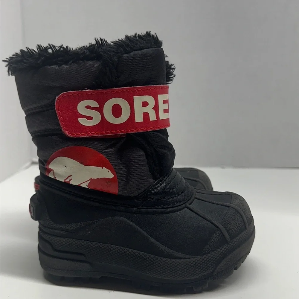 Sorel Snow Commander Winter Snow Boots Boot Black Red Little Kids Girls Size 7